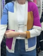 CHanel Multi Purple Block Cashmere Cardigan 34 101932