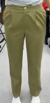 Chanel Khaki Gold Button Trouser 38 102476