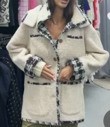 Chanel Shearling Tweed Coat 38  101670