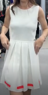 Chanel Cream White Orange Tennis Dress 38  102469