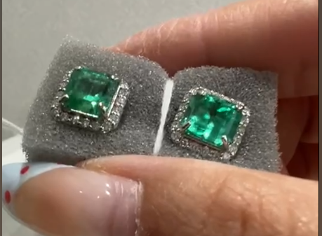 Pt900/950 Emerald Earrings J0926WQCTC