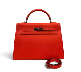 Hermes Kelly 32 in Red Epsom Sellier with PHW
