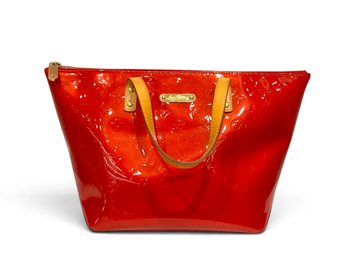 LV Red Tote Bag in Vernis Leather