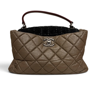 Chanel Grey Tote with Tweed Flap & Turnlock