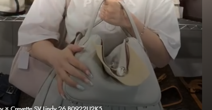 HERMES Taurillon Pearl Grey × Crevette SV Lindy 26 B0922LJ2K5