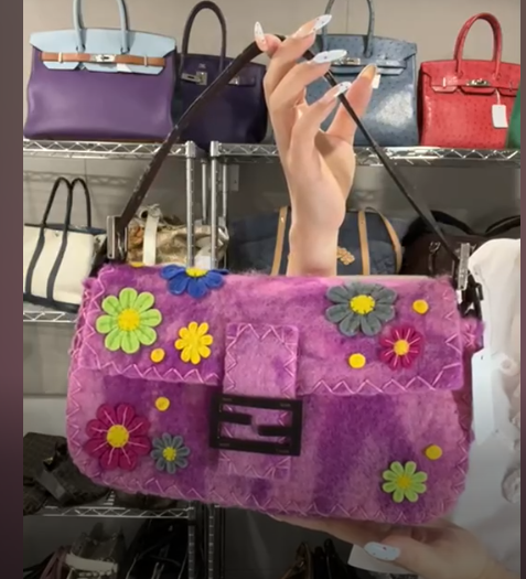 FENDI Felt × Leather Purple Multi Felt Mamma Baguette B0922VDWW5