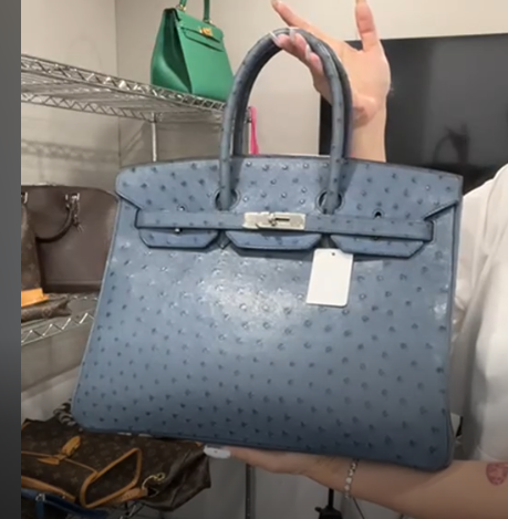 HERMES Ostrich Bleu Roy SV Birkin 35 B0920588WK