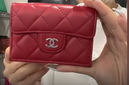 CHANEL Lamb Red SV Matelasse Tri-Fold Wallet B08056ZCNK