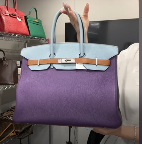 HERMES Togo Ultra Violet × Etain × Bleu Lin × Etoupe G Birkin 35 Arlequin B0909Q7RB8