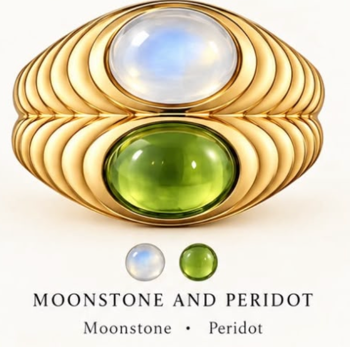Moonstone and Peridot Ring (Stone & Ring Complete Set) bubble002