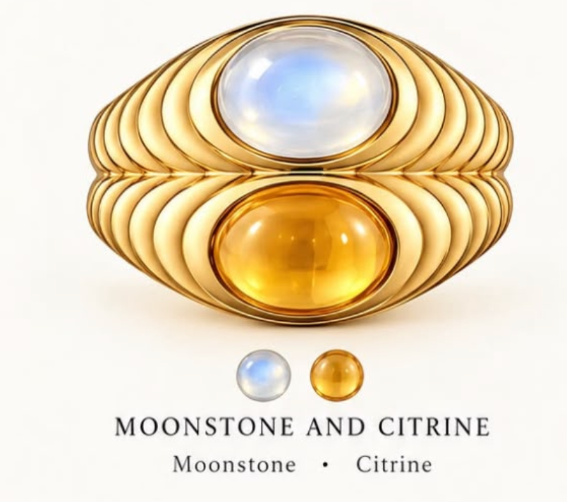 Moonstone and Citrine Ring (Stone & Ring Complete Set) bubble003
