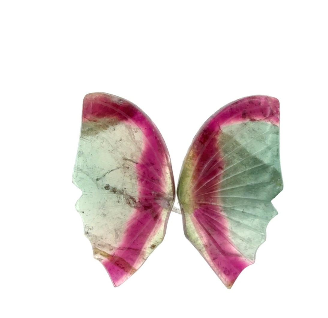 29.02ct BI-COLOR BUTTERFLY BRAZIL Rubellite Tourmaline PAIR DXBCS7170