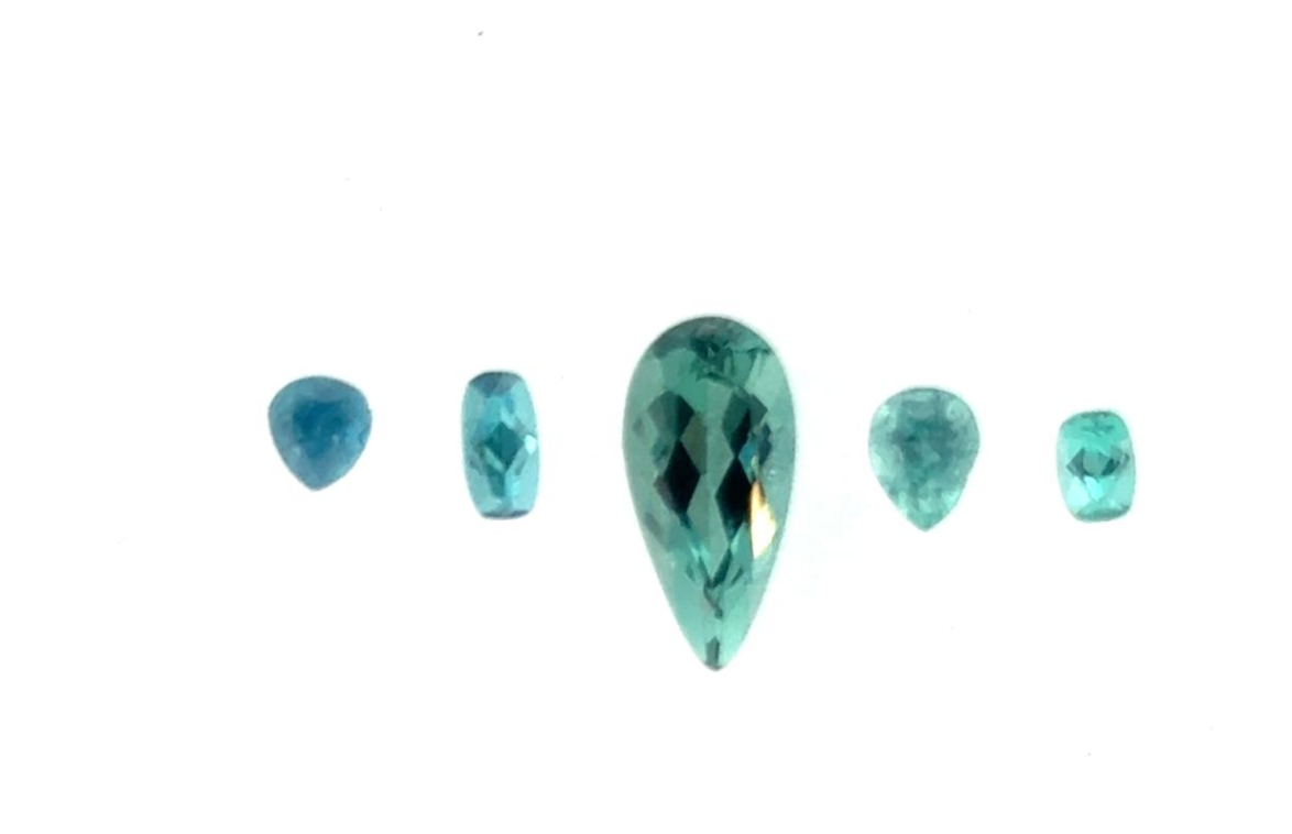 1.37ct BLUE MIX BRAZIL INDICOLITE TOURMALINE 5 STONE SET DXBCS7175