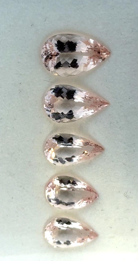 23.21ct PINK PEAR BRAZIL MORGANITE 5 STONE SET DXBCS7186