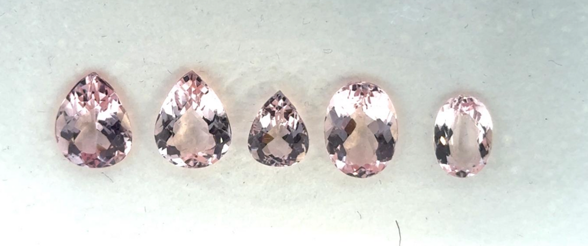 6.71ct BARBIE PINK MIX BRAZIL MORGANITE 5 STONE SET  DXBCS7189