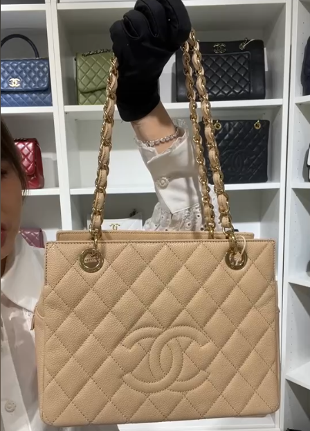 Chanel Petite Timeless Tote Light Beige Caviar GHW SYC2276