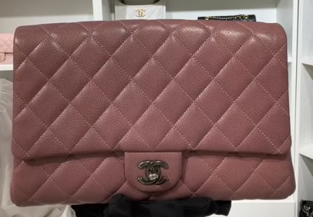 *Chanel Classic Flap Clutch Dusty Pink Caviar SHW SYC2280