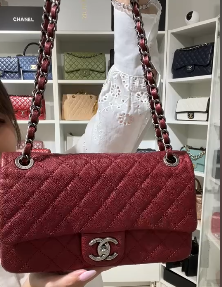 Chanel Iridescent Red Caviar Easy Flap SHW SYC2284