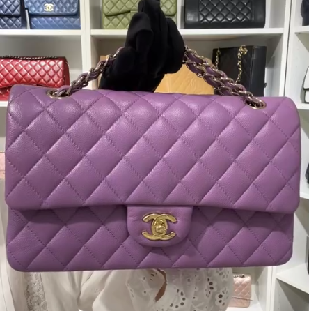 Chanel Light Purple Classic Medium Flap Caviar GHW Microchip SYC2286