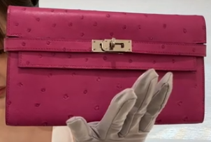 Hermes Kelly Wallet Rose Poupre Ostrich PHW #A 2017 SYC2309