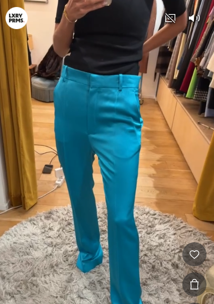 NINA turquoise  silk pants  AGC3992