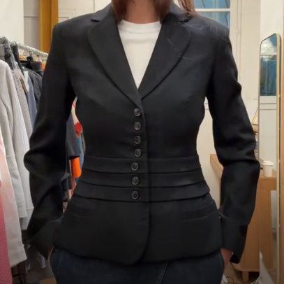 CHRISTIAN DIOR Wool bar jacket with plaited waist  AGC3927