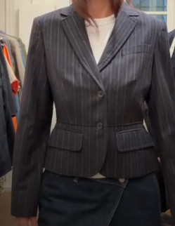 YVES SAINT LAURENT gey pin stripe shirt jacket  AGC3936