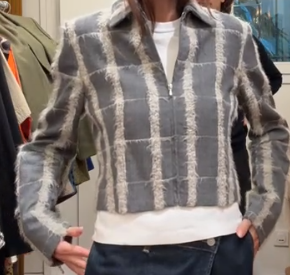 CHRISTIAN DIOR short grey plaid jacket  AGC3917