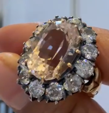 Imperial Topaz Ring with Old Mine Cut Diamonds HKDXB0972