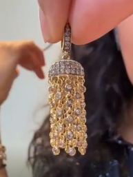 18K YG Rhodium Plated and Diamonds Tassel Pendant HKDXB0942