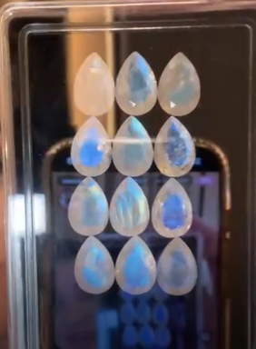 45.64crt Rainbow moonstone 9x13 Pear Facted (12 Pcs Box) RNB9X13PSCT