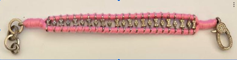 Pink Thread Victorian Bracelet - Grs Wt. 15.97gms; Silver Wt.: 13.12gms; Dia Single Cut 1.95Cts with 282pcs Stones.