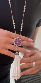Amethyst Tassel Necklace  HKDXB0934