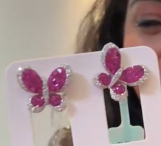 Ruby Butterfly Earrings / 2ct Ruby with Diamonds HKDXB0917