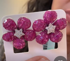 12ct Ruby Invisible Setting Flower Earrings HKDXB0914