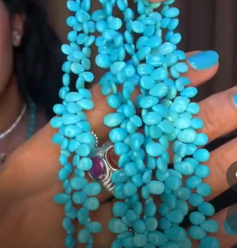 Sleeping Beauty Turquoise Pears Beads #7 THAIC0383
