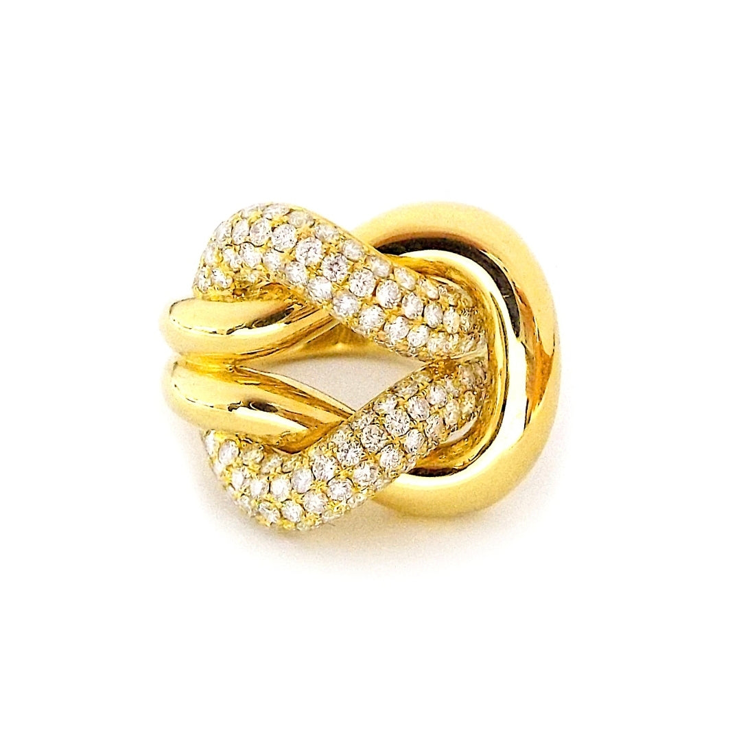 18K Yellow Gold And Diamond Knot Ring ASC5503