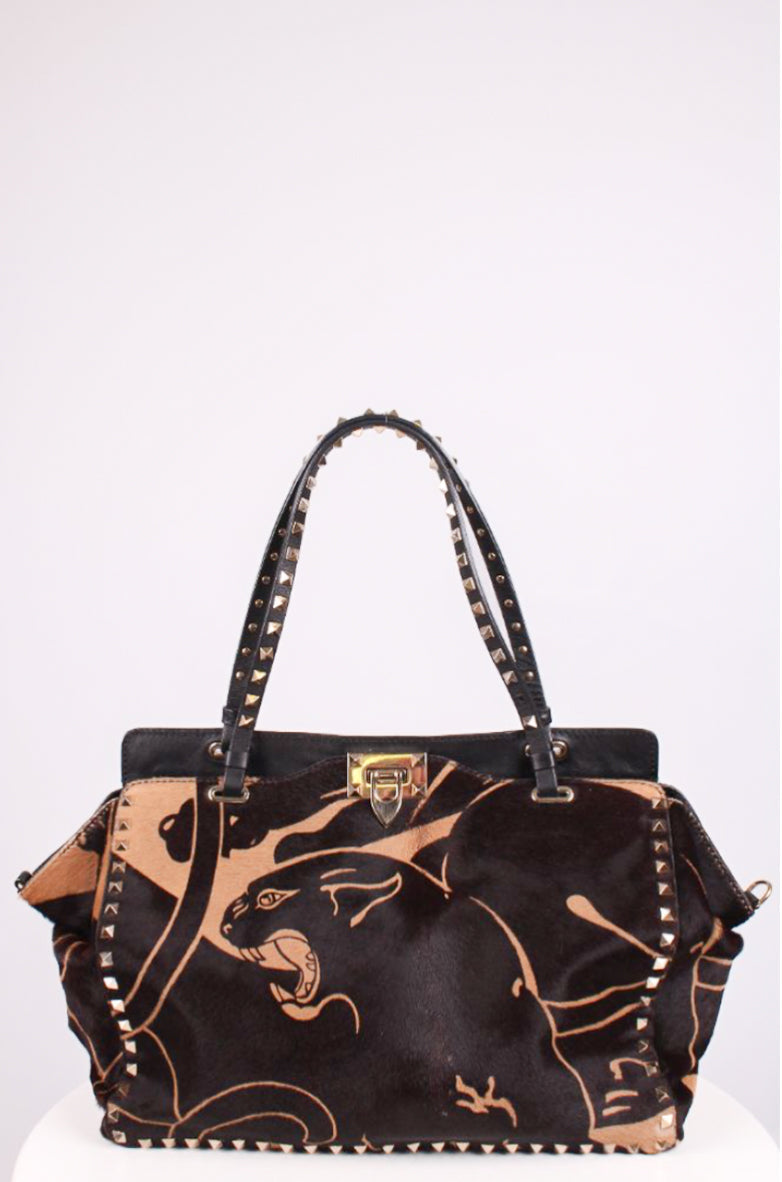 Valentino Jaguar Print Rockstud Brown