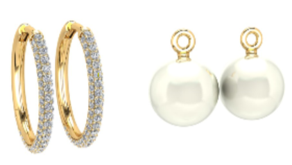 Diamond Hoop with Pearl Earrings in 18K Yellow Gold