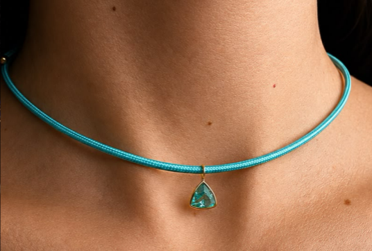 CL FIO IMA COM PINGENTE 0,8ct PARAIBA- ouro18k NECKLACE DXBCS6266