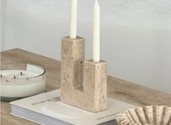 Georgia Travertine Candle Holders