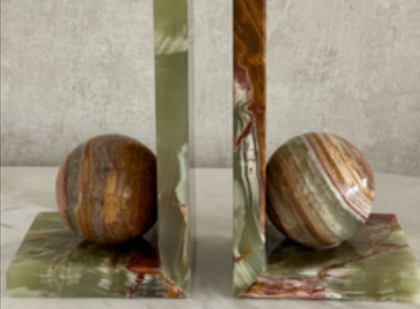 Jade Green Onyx Bookends