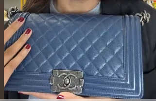 Chanel Boy Bag in Blue Quilted Leather SYC2257