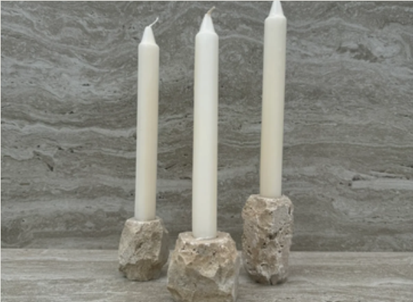 Myra Travertine Candle Holders