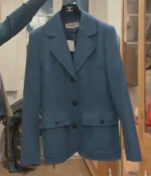 YVES SAINT LAURENT blue tweed jacket with flowers buttons  AGC4001