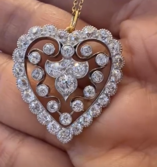 Old Mine Cut Diamond Heart Pendant HKDXB0975