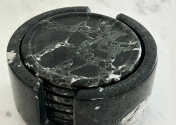 Victor Round Black Marble Coasters