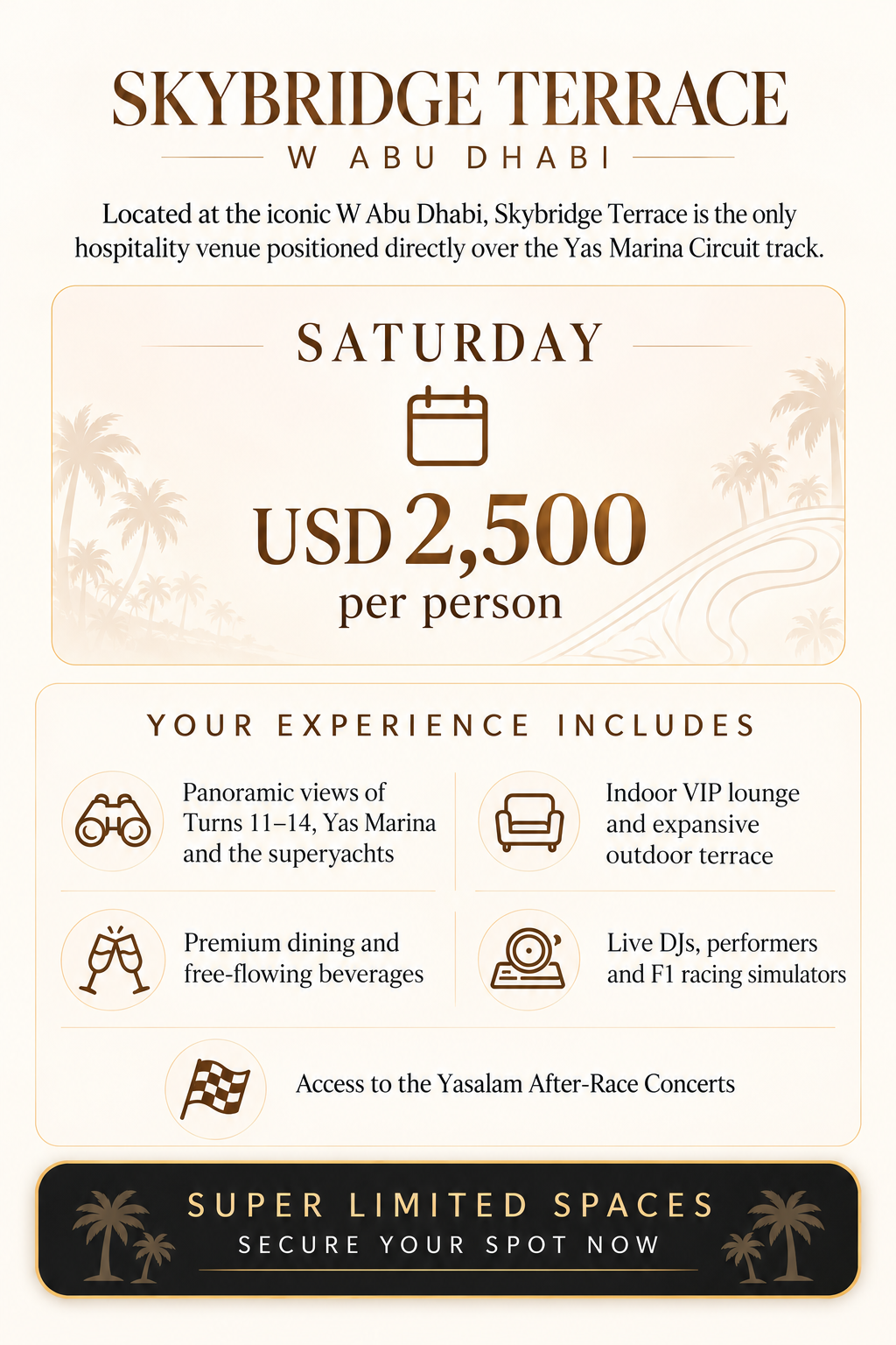 Abu Dhabi F1 2026 – Skybridge Terrace VIP Saturday Experience