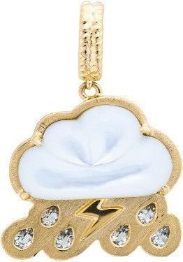 StormAysh 2.0
5.7 grams of 18K Gold- Hand carved Mother Of Pearl
Pear cut Aquamarines
3D Gold Bolt
 ASC5455