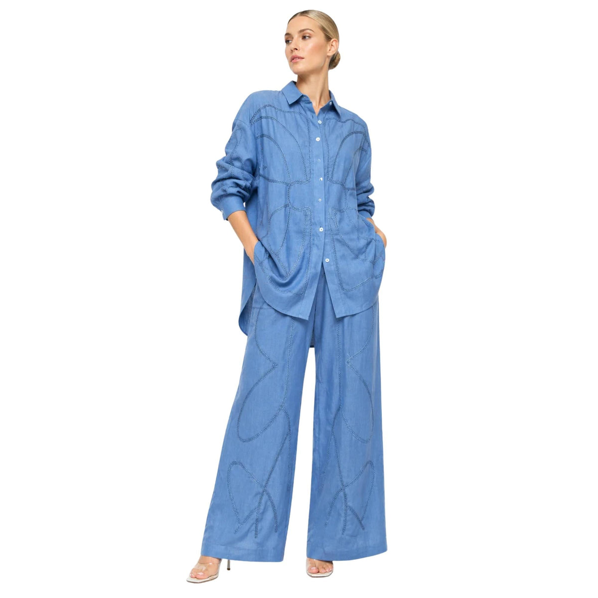 THREAD FLOW LINEN CO-ORD SET زوج (SHIRT & PANTS قميص وبنطلون) “MINA"